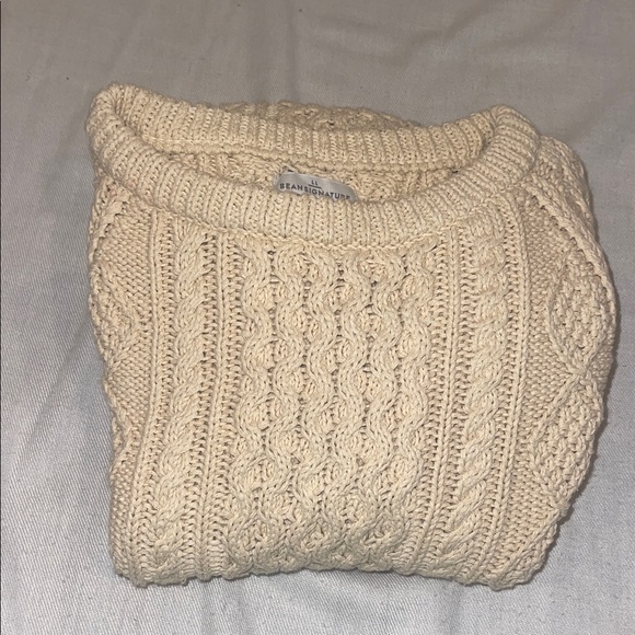 3201103 L.L. Bean Signature Women Cotton Fisherman Cable Tunic Sweater Beige XS - Picture 13 of 13